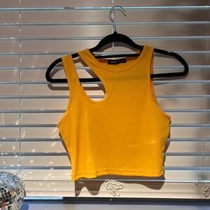 SHEIN Vibrant Yellow Sleeveless Crop Top
